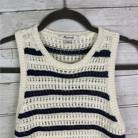 Madewell Crochet-Knit Crewneck Sweater Tank Bright Ivory Size XXS - Picture 6 of 8